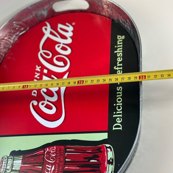 Drink Coca-Cola Delicious Refreshing Galvanized Tin Serving Tray w/ Handles - Picture 12 of 12